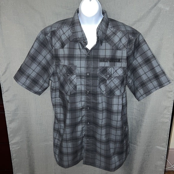 Harley-Davidson Other - Harley-Davidson Short Sleeve Plaid Garage Shirt, size Large